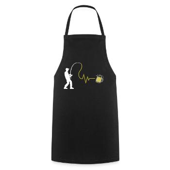 Le cœur du pêcheur et la bière d’après-travail - Tablier de cuisine - noir - Devant - AI Model Male 185 dark (185cm)