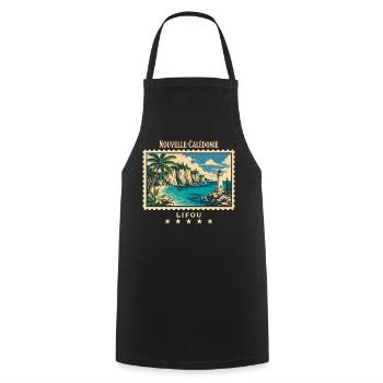 Neukaledonien Lifou Vintage Reisemarke - Kochschürze - Schwarz - Vorne - AI Model Male 185 dark (185cm)