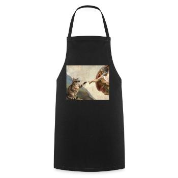 Cat Slaps God's Hand Funny Cats Meme - Cooking Apron - black - Front - AI Model Male 185 dark (185cm)
