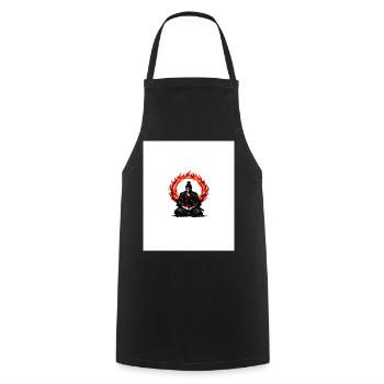 Flame Circle Samurai Mediation - Cooking Apron - black - Front - AI Model Male 185 dark (185cm)