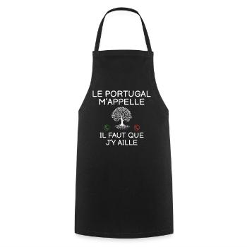 Le Portugal M Appelle Il Faut Que J Y Aille T-S... - Tablier de cuisine - noir - Devant - AI Model Male 185 dark (185cm)