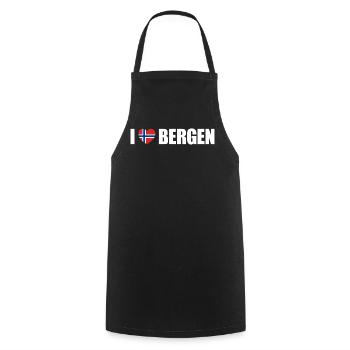 I love Bergen Norwegen - Kochschürze - Schwarz - Vorne - AI Model Male 185 dark (185cm)