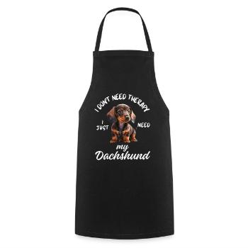 Chien de thérapie teckel - Tablier de cuisine - noir - Devant - AI Model Male 185 dark (185cm)