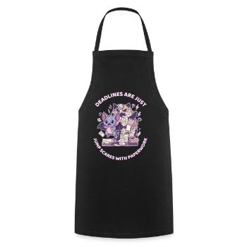 Deadlines Are Jump Scares With Paperwork - Cooking Apron - black - Front - AI Model Male 185 dark (185cm)