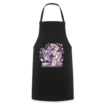 Cute Bat and a Mountain of Paperwork - Cooking Apron - black - Front - AI Model Male 185 dark (185cm)