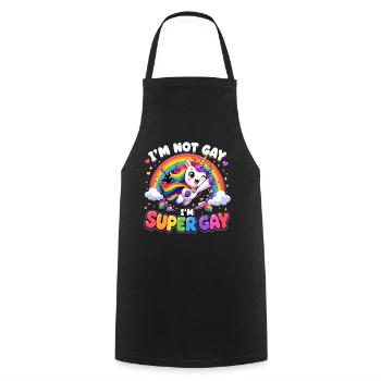  IM NOT GAY SUPER GAY Regenbogen Einhorn LGBTQ - Kochschürze - Schwarz - Vorne - AI Model Male 185 dark (185cm)