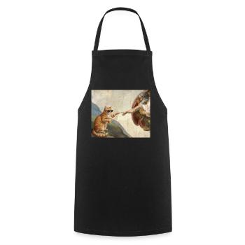 Chat gifle la main de Dieu Mème des chats drôles - Tablier de cuisine - noir - Devant - AI Model Male 185 dark (185cm)