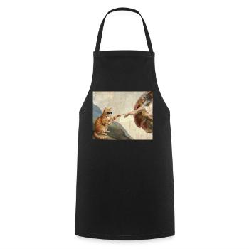 Chat gifle la main de Dieu Mème des chats drôles - Tablier de cuisine - noir - Devant - AI Model Male 185 dark (185cm)