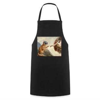 Chat gifle la main de Dieu Mème des chats drôles - Tablier de cuisine - noir - Devant - AI Model Male 185 dark (185cm)