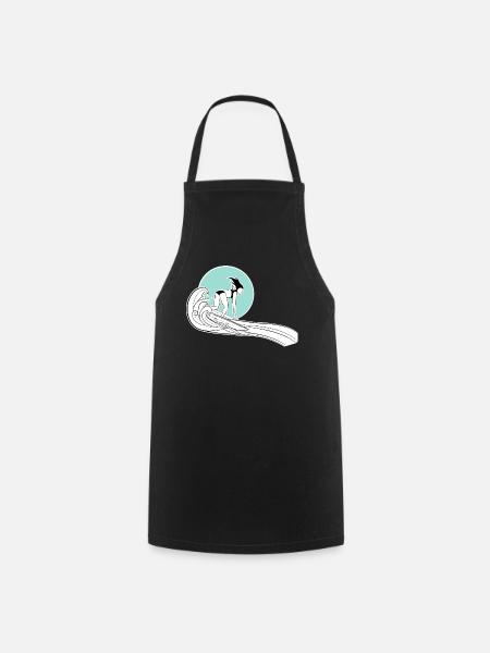 Surfer Girl Shirt with Illustration - Cooking Apron - black