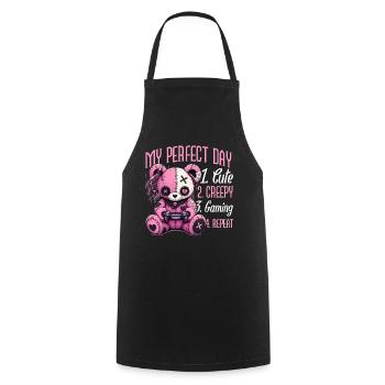 Pastel Goth Soft Goth Gaming Gamer - Kochschürze - Schwarz - Vorne - AI Model Male 185 dark (185cm)