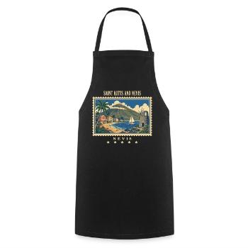 Saint Kitts und Nevis Nevis Vintage Reisemarke - Kochschürze - Schwarz - Vorne - AI Model Male 185 dark (185cm)