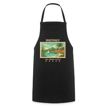 Martinique Les Trois-Îlets Vintage Reisemarke - Kochschürze - Schwarz - Vorne - AI Model Male 185 dark (185cm)