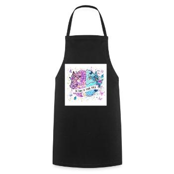 Be kind to your mind – Butterfly Heart - Cooking Apron - black - Front - AI Model Male 185 dark (185cm)