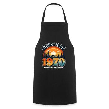 Vintage 1970's Sunset - Cooking Apron - black - Front - AI Model Male 185 dark (185cm)