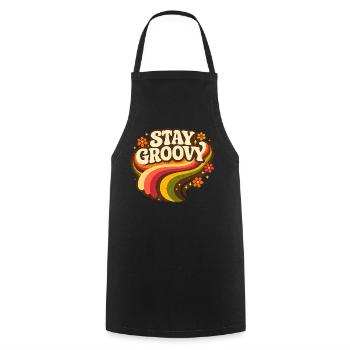 Stay Groovy Rainbow - Cooking Apron - black - Front - AI Model Male 185 dark (185cm)