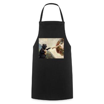 Chat gifle la main de Dieu Mème des chats drôles - Tablier de cuisine - noir - Devant - AI Model Male 185 dark (185cm)