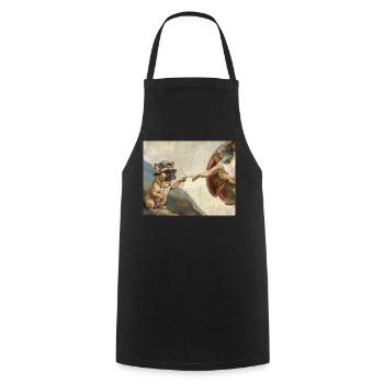 Cat Slaps God's Hand Funny Cats Meme - Cooking Apron - black - Front - AI Model Male 185 dark (185cm)