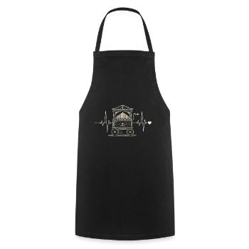 Battement de cœur d’orgue à baril | Motif musical de vielle à roue - Tablier de cuisine - noir - Devant - AI Model Male 185 dark (185cm)