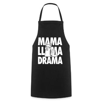 Mama Llama Drama – Funny Family Motif - Cooking Apron - black - Front - AI Model Male 185 dark (185cm)