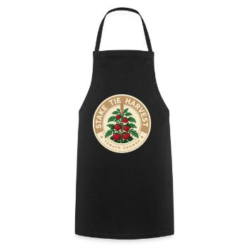 Motif de la récolte des plants de tomates dans le style vintage - Tablier de cuisine - noir - Devant - AI Model Male 185 dark (185cm)