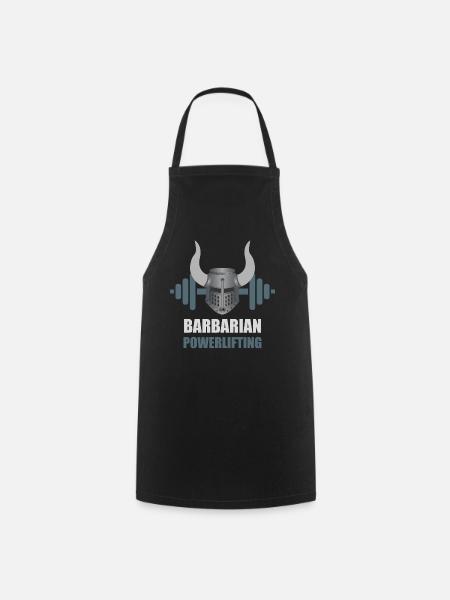 Barbarian Warrior Powerlifting Workout - Cooking Apron - black