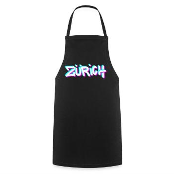 Graffiti néon de Zurich - Tablier de cuisine - noir - Devant - AI Model Male 185 dark (185cm)