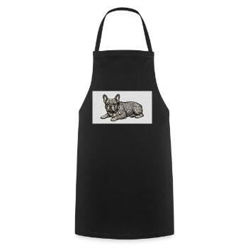 Ornate Bulldog Tattoo Muster - Kochschürze - Schwarz - Vorne - AI Model Male 185 dark (185cm)