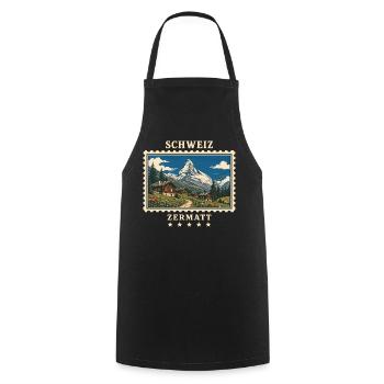 Schweiz Zermatt Vintage Reisemarke - Kochschürze - Schwarz - Vorne - AI Model Male 185 dark (185cm)