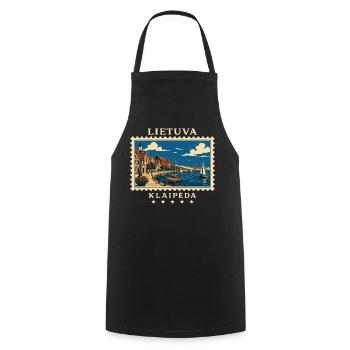 Litauen Klaipėda Vintage Reisemarke - Kochschürze - Schwarz - Vorne - AI Model Male 185 dark (185cm)