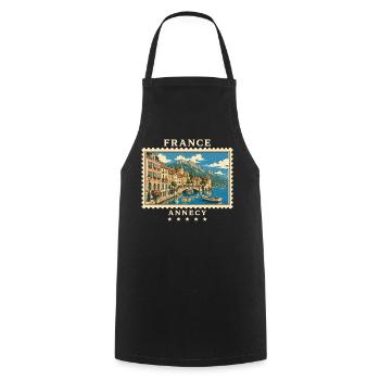 Frankreich Annecy Vintage Reisemarke - Kochschürze - Schwarz - Vorne - AI Model Male 185 dark (185cm)