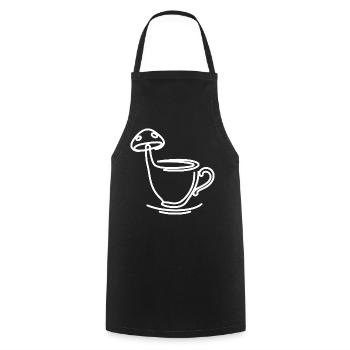 Champignon thé café - Tablier de cuisine - noir - Devant - AI Model Male 185 dark (185cm)