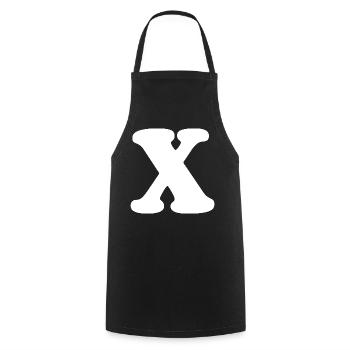 Großes X Stil-Print | Buchstabe X | X Logo - Kochschürze - Schwarz - Vorne - AI Model Male 185 dark (185cm)