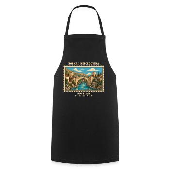 Bosnien und Herzegowina Mostar Vintage Reisemarke - Kochschürze - Schwarz - Vorne - AI Model Male 185 dark (185cm)