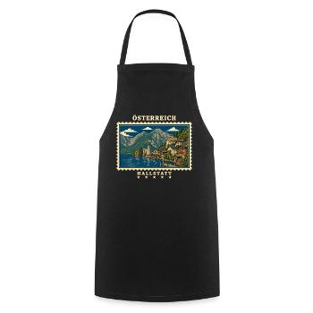 Österreich Hallstatt Vintage Reisemarke - Kochschürze - Schwarz - Vorne - AI Model Male 185 dark (185cm)