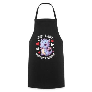 Juste une fille qui aime les dragons - Tablier de cuisine - noir - Devant - AI Model Male 185 dark (185cm)