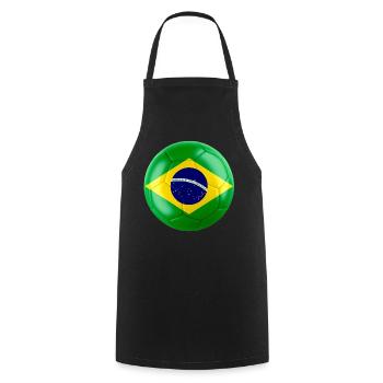 BRAZIL'S FLAG ON A FOOTBALL - Cooking Apron - black - Front - AI Model Male 185 dark (185cm)