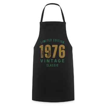 Limited Edition 1976 Vintage Classic Birthday Year - Cooking Apron - black - Front - AI Model Male 185 dark (185cm)
