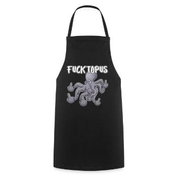 Fucktopuss – Frecher Oktopus Cartoon - Kochschürze - Schwarz - Vorne - AI Model Male 185 dark (185cm)