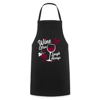 Le vin rit souvent toujours - Tablier de cuisine - noir - Devant - AI Model Male 185 dark (185cm)