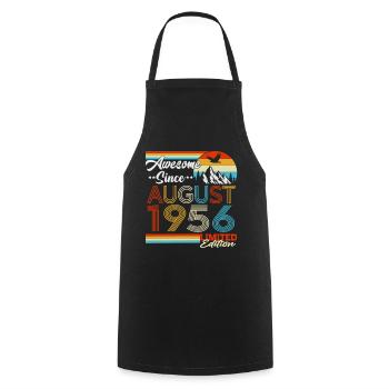 August 1956 Vintage Retro Birthday Gift - Cooking Apron - black - Front - AI Model Male 185 dark (185cm)