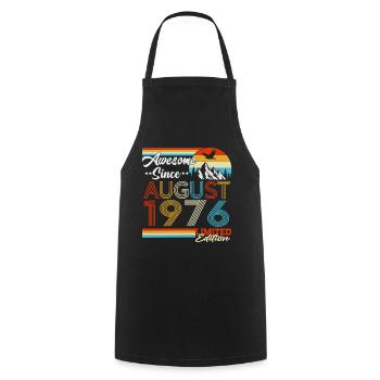 Cadeau d’anniversaire rétro vintage d’août 1976 - Tablier de cuisine - noir - Devant - AI Model Male 185 dark (185cm)