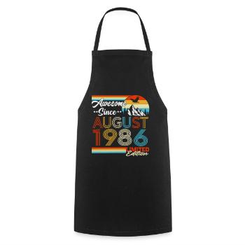 August 1986 Vintage Geburtstag Geschenk Retro - Kochschürze - Schwarz - Vorne - AI Model Male 185 dark (185cm)