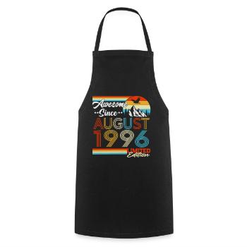August 1996 Vintage Retro Birthday Gift - Cooking Apron - black - Front - AI Model Male 185 dark (185cm)