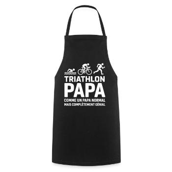 Humour Papa Triathlète - Cadeau Idéal  - Tablier de cuisine - noir - Devant - AI Model Male 185 dark (185cm)