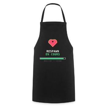 Respawn en cours – Gamer Rétro Pixel Art - Tablier de cuisine - noir - Devant - AI Model Male 185 dark (185cm)