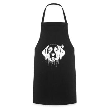 Chien Beagle éclaboussé en dripping blanc - Tablier de cuisine - noir - Devant - AI Model Male 185 dark (185cm)