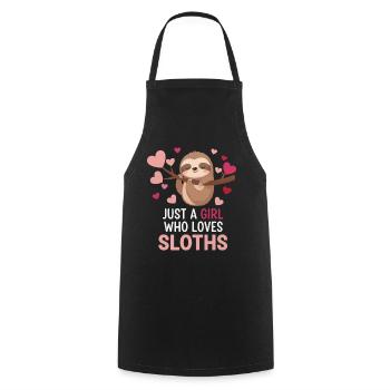 Faultierliebe: Just a Girl Sloths - Kochschürze - Schwarz - Vorne - AI Model Male 185 dark (185cm)