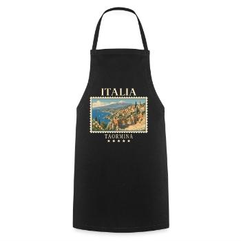 Italien Taormina Vintage Reisemarke - Kochschürze - Schwarz - Vorne - AI Model Male 185 dark (185cm)