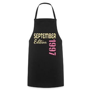 Septembre 1997 - 29e anniversaire - Tablier de cuisine - noir - Devant - AI Model Male 185 dark (185cm)